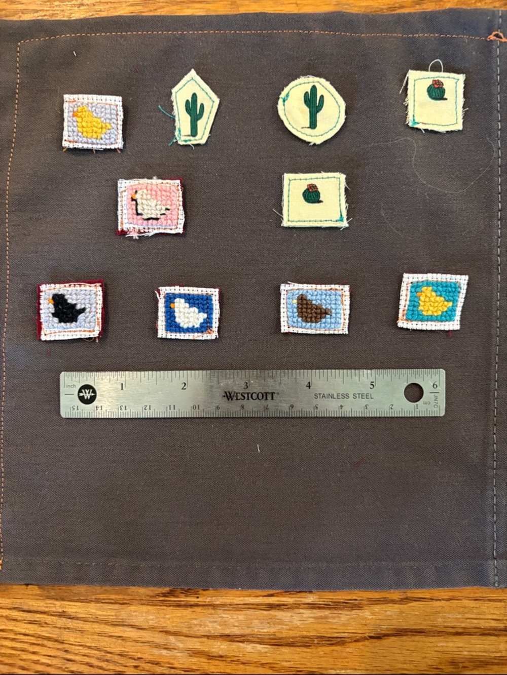 Handmade Cactus and Bird Micro-Patches